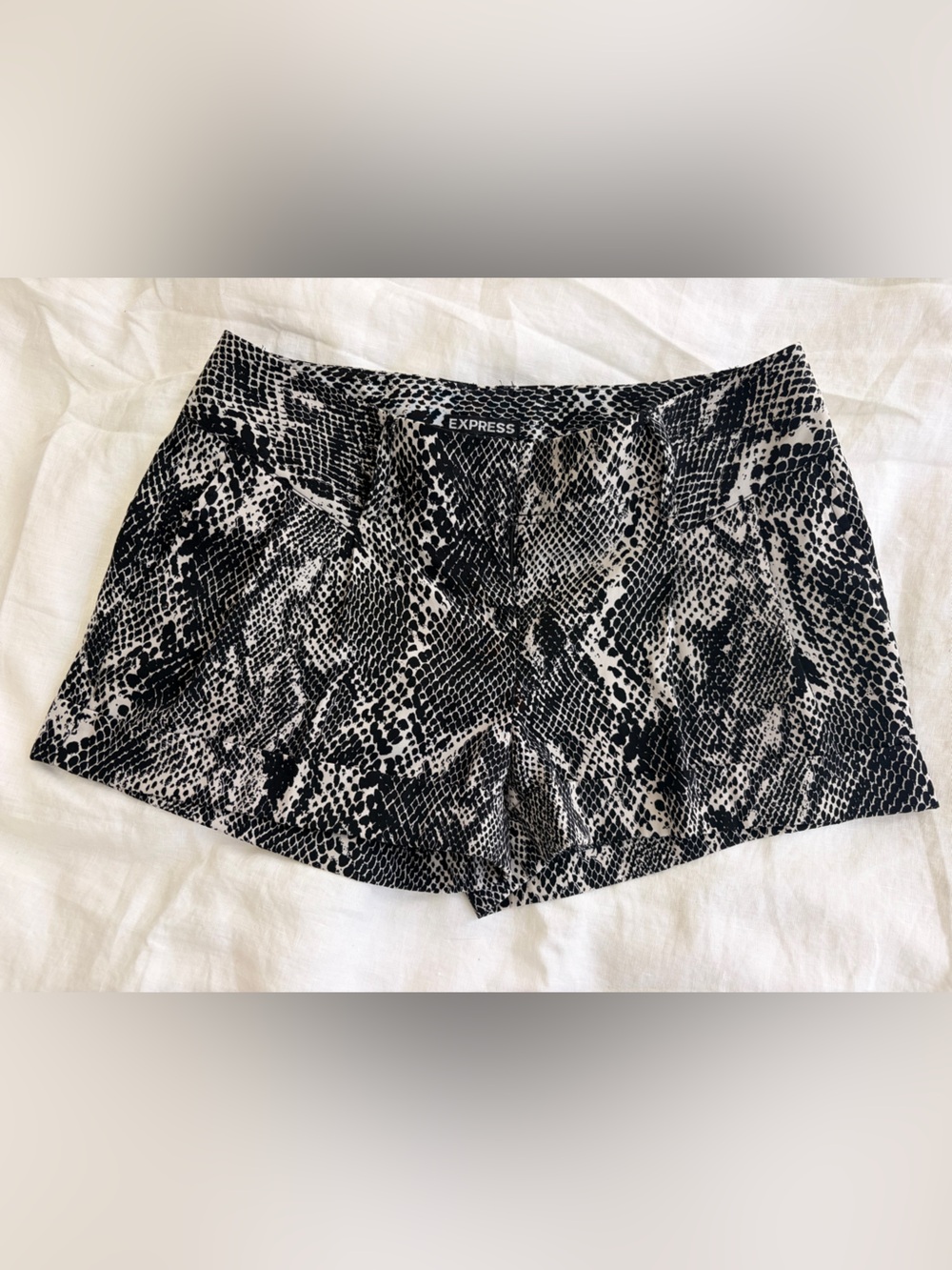 Express Black and White Snake Print Mini Skort